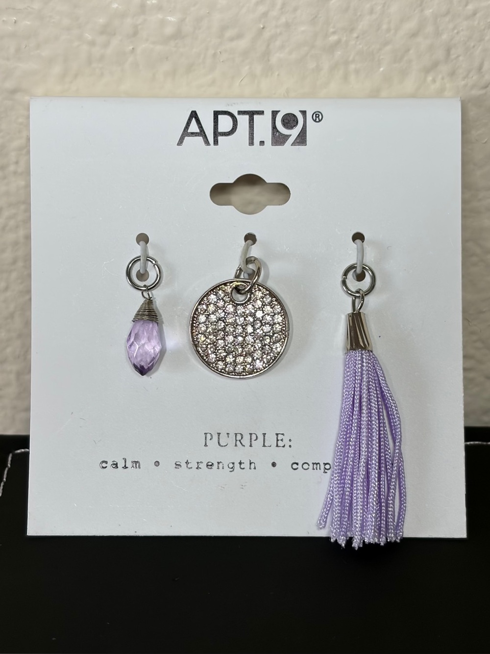 APT. 9 Purple Crystal and Tassel Charm Set